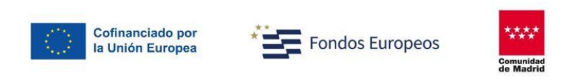 Cofinanciado por la Unión Europea, Fondos Europeos en España y Comunidad de Madrid