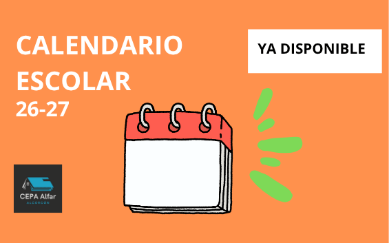 Cartel del calendario escolar 2026-2027 del CEPA Alfar.