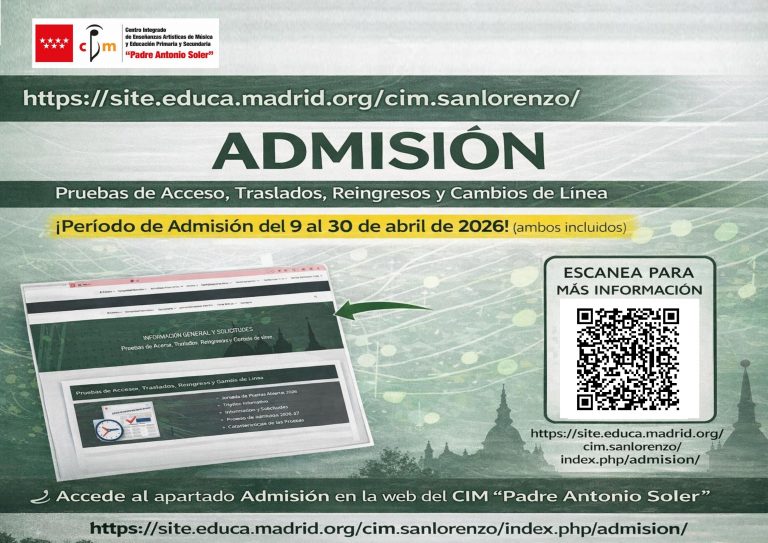 Periodo de admisión del 9 al 30 de Abril