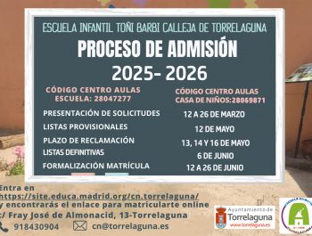 Proceso de admisión curso 2025-26
