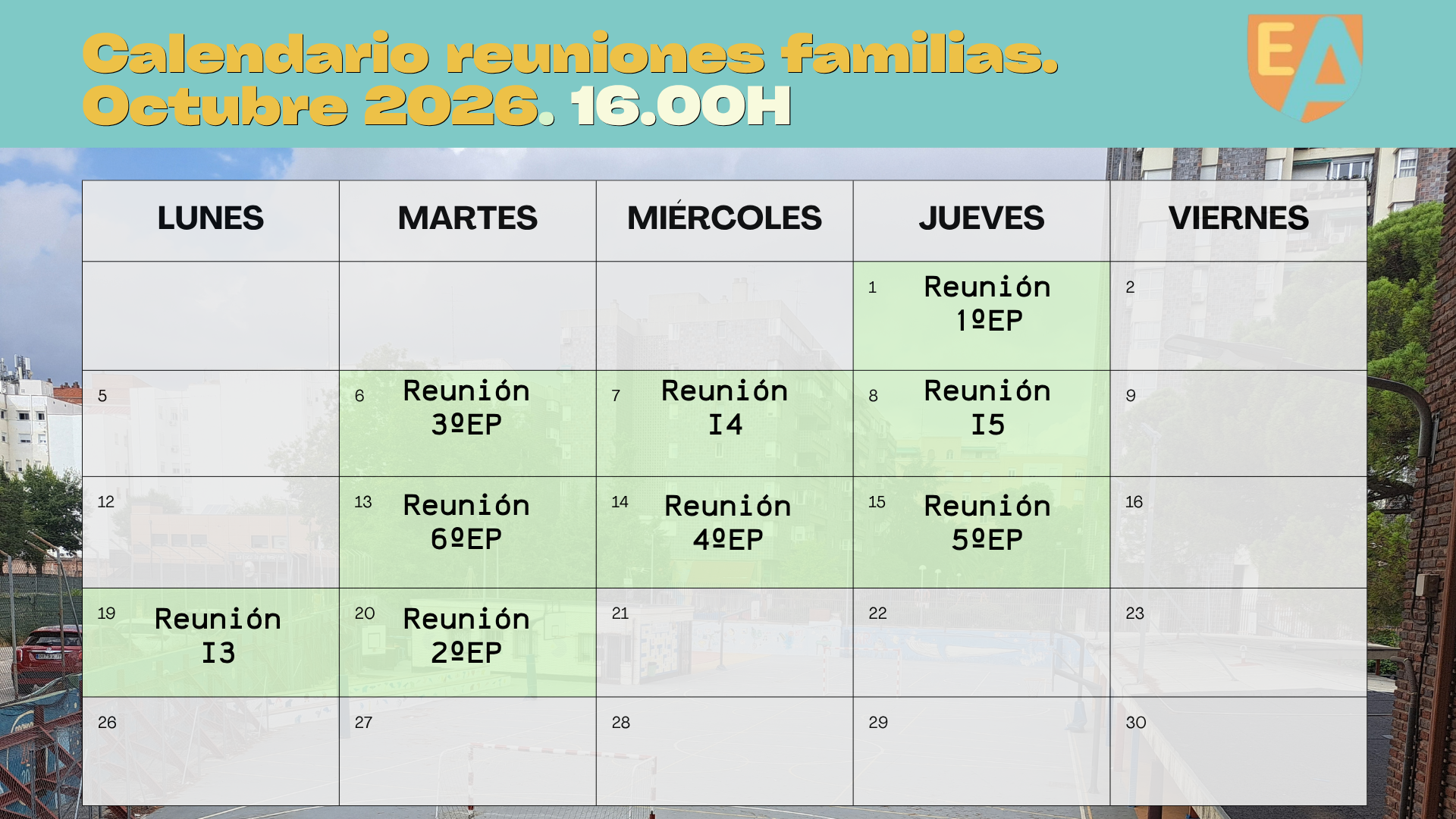 ¡ATENCIÓN! Cambios reuniones generales.