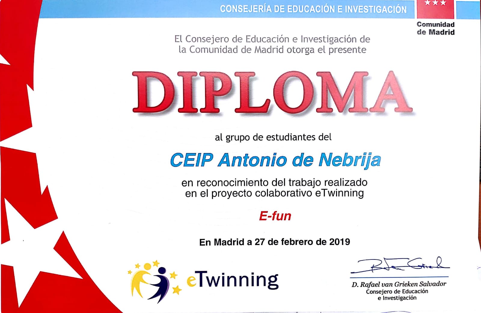 Enhorabuena a nuestros alumnos de 6º curso – Proyecto Etwinning