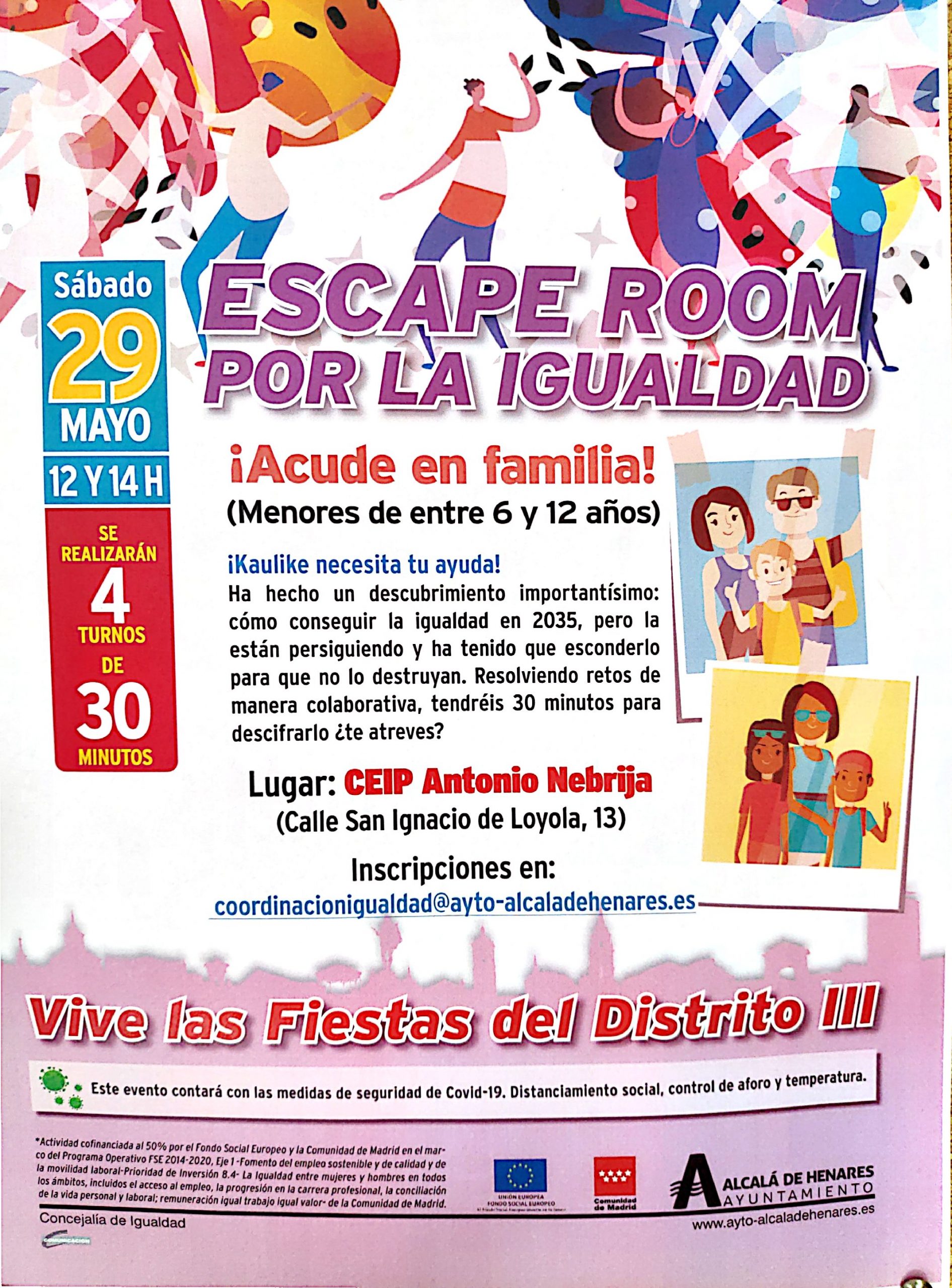 Escape Room por la igualdad el sábado 29 de mayo de 12 a 14 horas. ¡Acude en familia!
