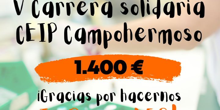 Donación dinero recaudado V Carrera Solidaria CEIP Campohermoso.
