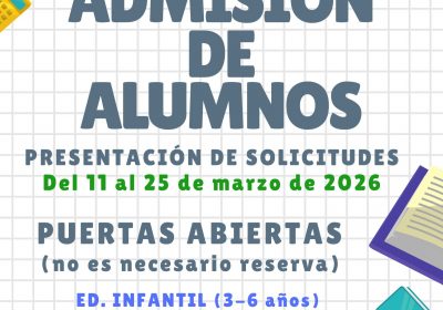 Matriculación alumnos admitidos proceso de admisión curso 2026/2027.
