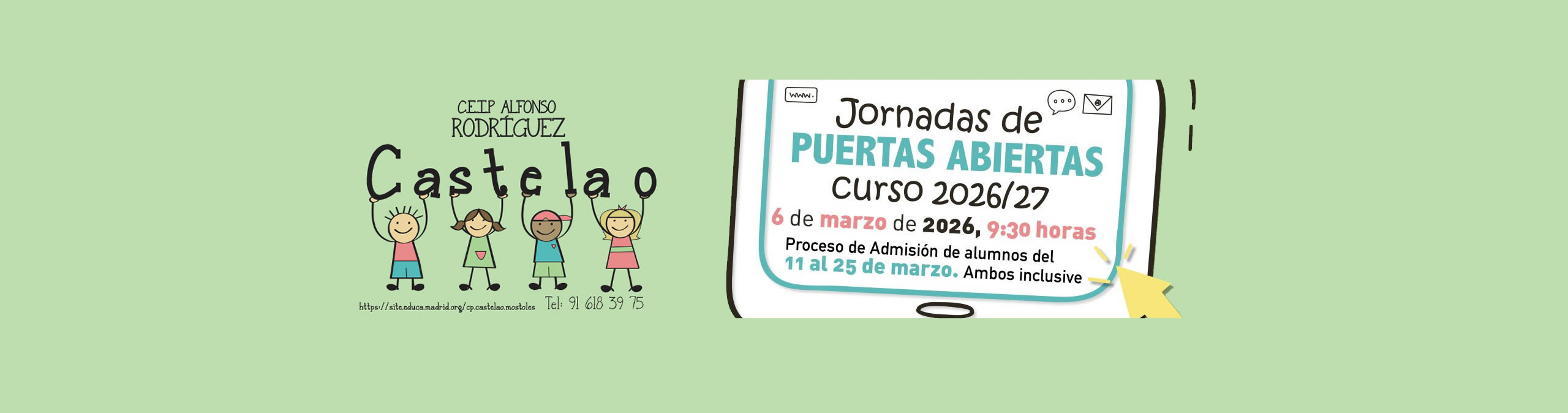 Matriculación en los centros de Educación Infantil, Primaria y Especial. Del 11 al 25 de junio