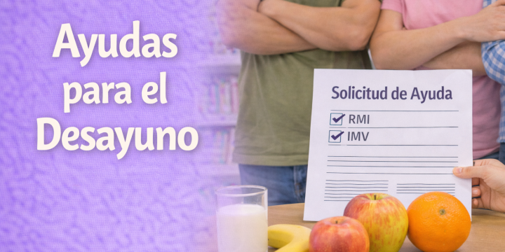 Ayudas desayuno escolar. Plazo de presentación del 2 al 22 de septiembre 2025 (familias perceptoras de IMV o RMI)