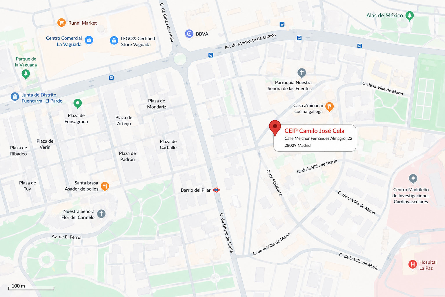 Mapa de localización del CEIP Camilo José Cela