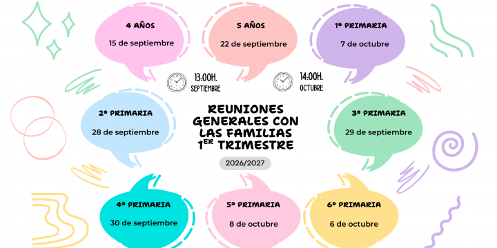 Reuniones de familias del Primer Trimestre del curso 2026/2027 del CEIP CERVANTES
