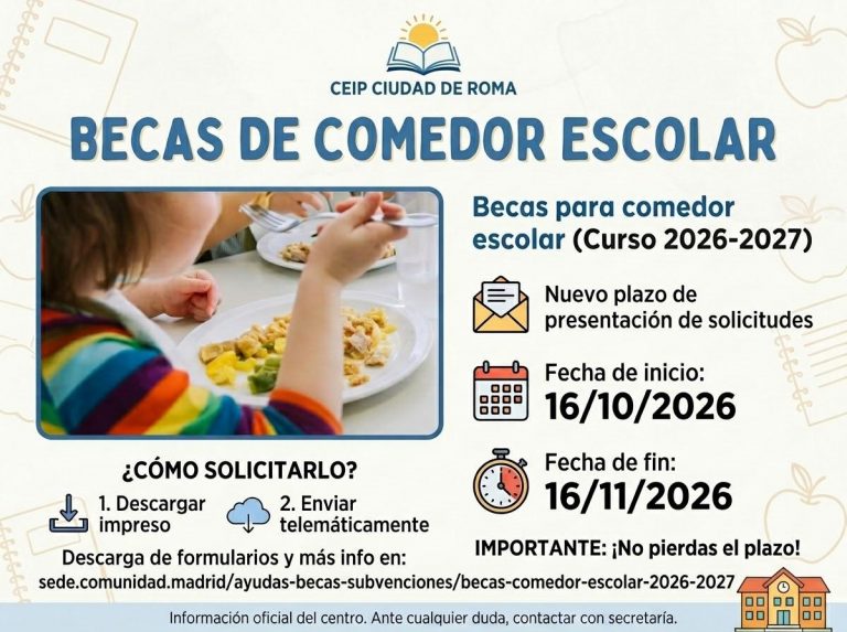 NUEVO PLAZO ABIERTO BECAS DE COMEDOR