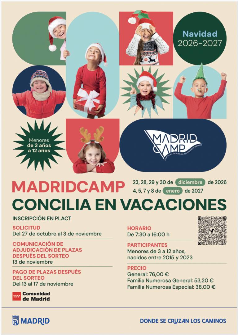 “Madridcamp concilia en vacaciones: Navidad 2026-2027”