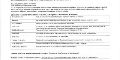 Información básica proceso de admisión 2026-2027