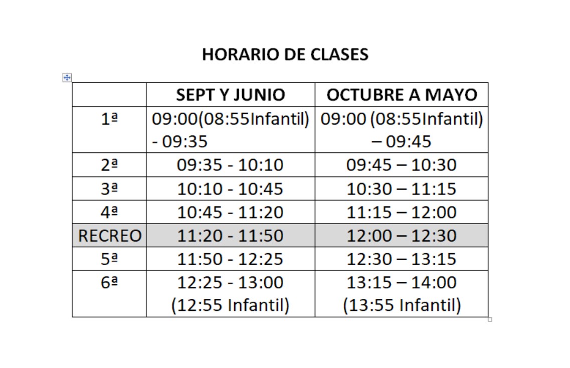 HORARIO CLASES