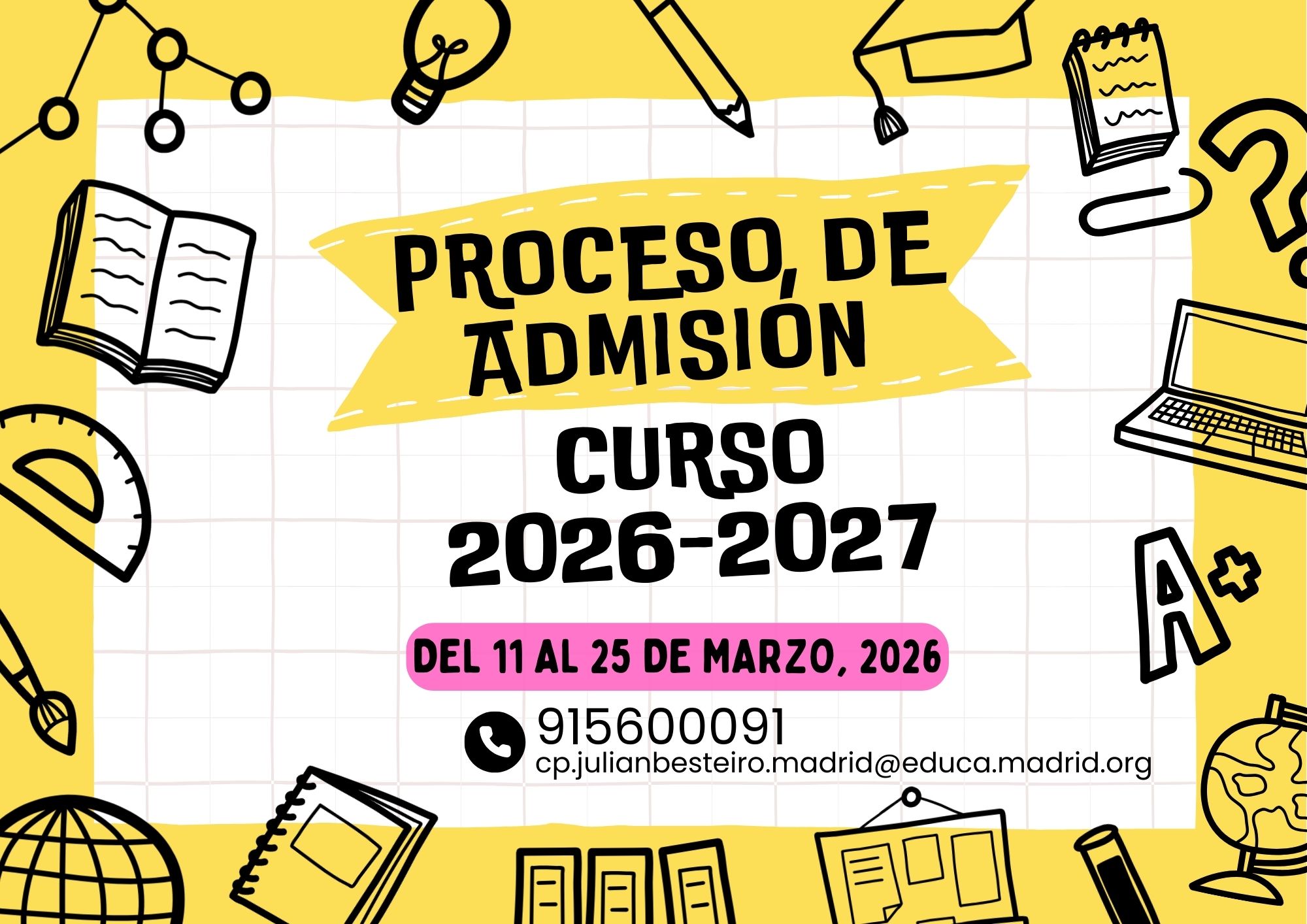 PROCESO DE ADMISIÓN CURSO 2026-2027