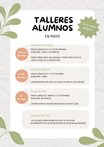 Talleres para alumnos del Aula Bosque