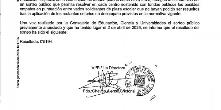 SORTEO PÚBLICO DESEMPATE