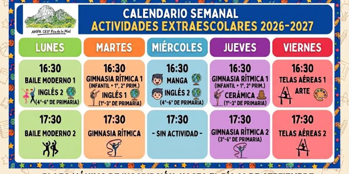 Calendario Extraescolares 26/27