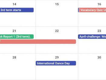 Important dates: April -5th grade-
