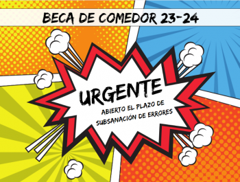 SUBSANACIÓN DE ERRORES EN LA BECA DE COMEDOR