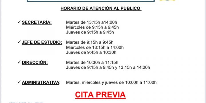 HORARIO DE ATENCIÓN AL PÚBLICO