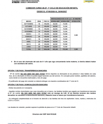 PRECIOS  COMEDOR