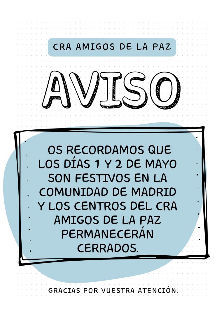 Festivos locales Comunidad de Madrid 1 y 2 de mayo