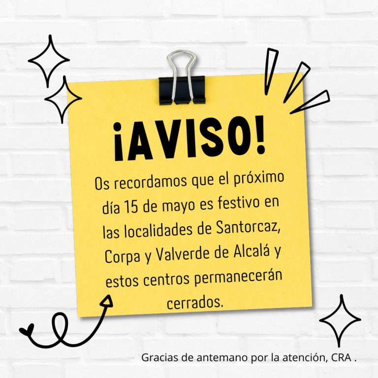 Festivo local Santorcaz, Corpa y Valverde 15 de mayo