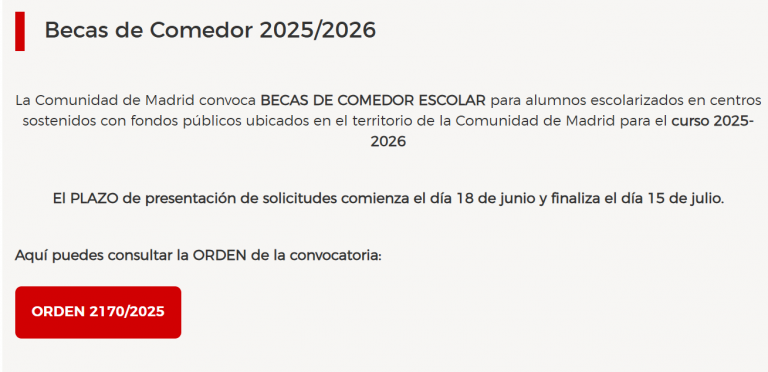Becas comedor 2026/2026
