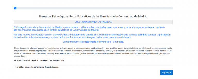 Formulario dirigido a las familias sobre Bienestar psicológico y retos educativos de las familias de la Comunidad de Madrid-cuestionario para las familias