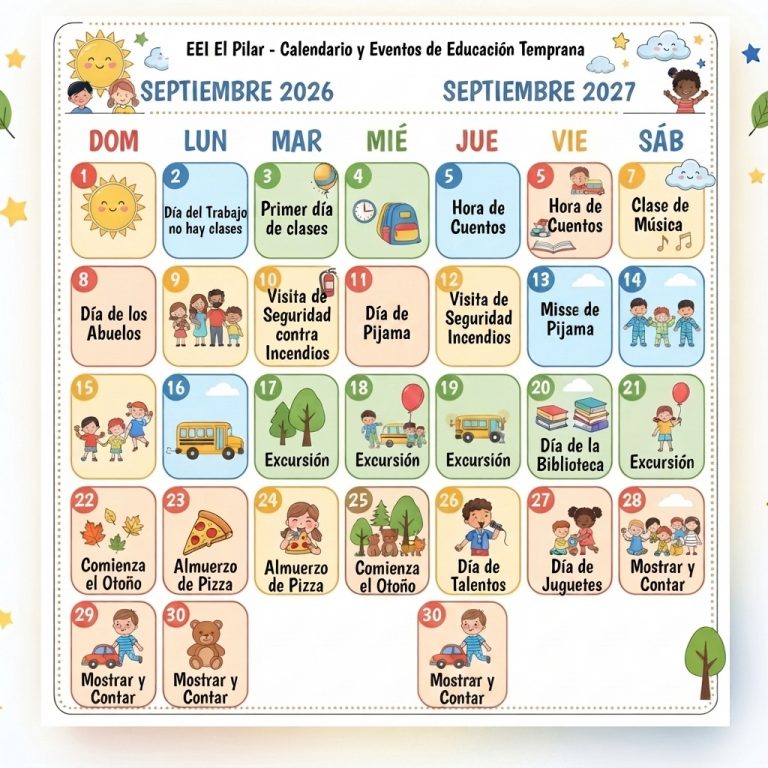 Calendario Escolar 2026 - 2027 EEI El Pilar