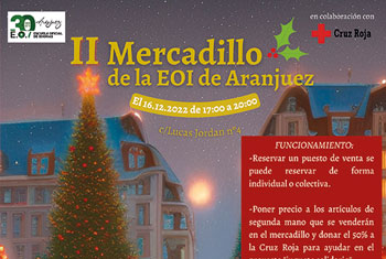 Cartel II Mercadillo solidario de la EOI de Aranjuez