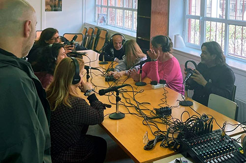 Podcast en la sala Virginia Woolf