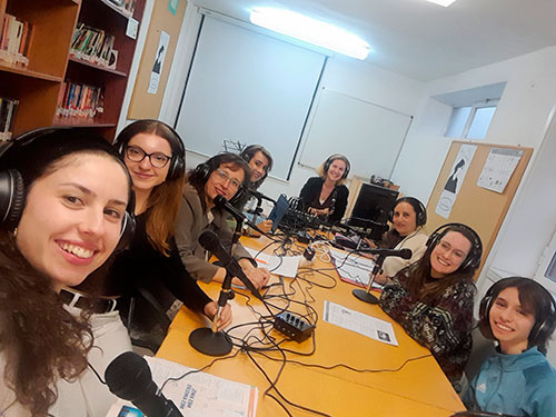 Podcast en la sala Virginia Woolf