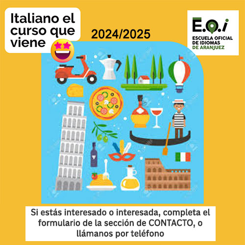 Italiano en la EOI de Aranjuez para el Curso 2024/2025
