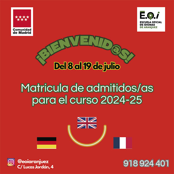 Matriculación para el Curso 2024-25