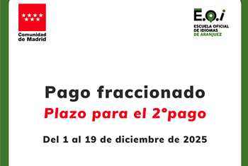 Pago fraccionado 2º plazo Curso 2025-2026