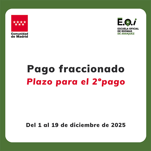 Pago fraccionado 2º plazo Curso 2025-2026