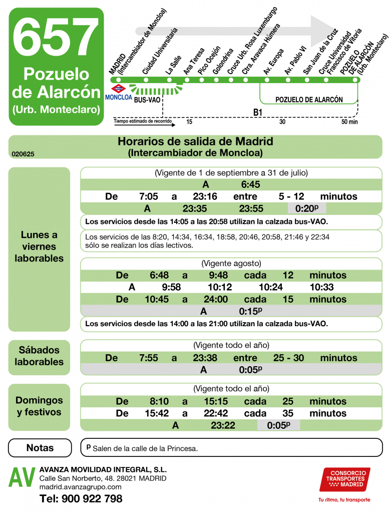 Esquema de la línea 657