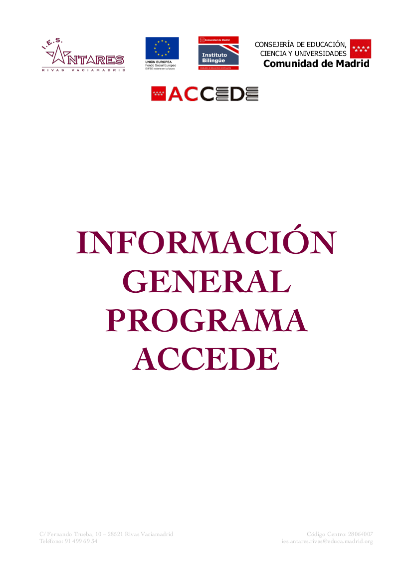 Portada de la información general del Programa ACCEDE