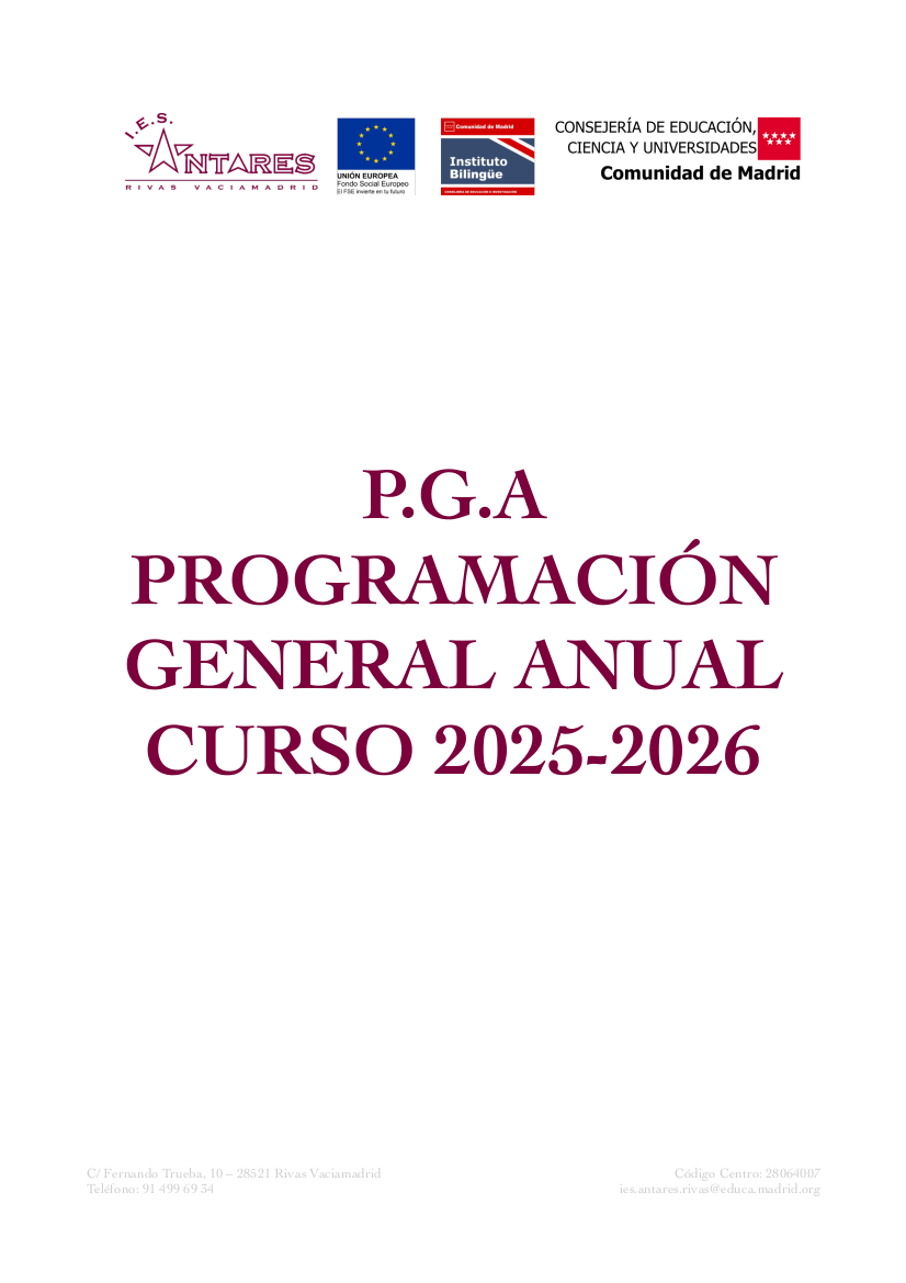 Portada de Programación General Anual