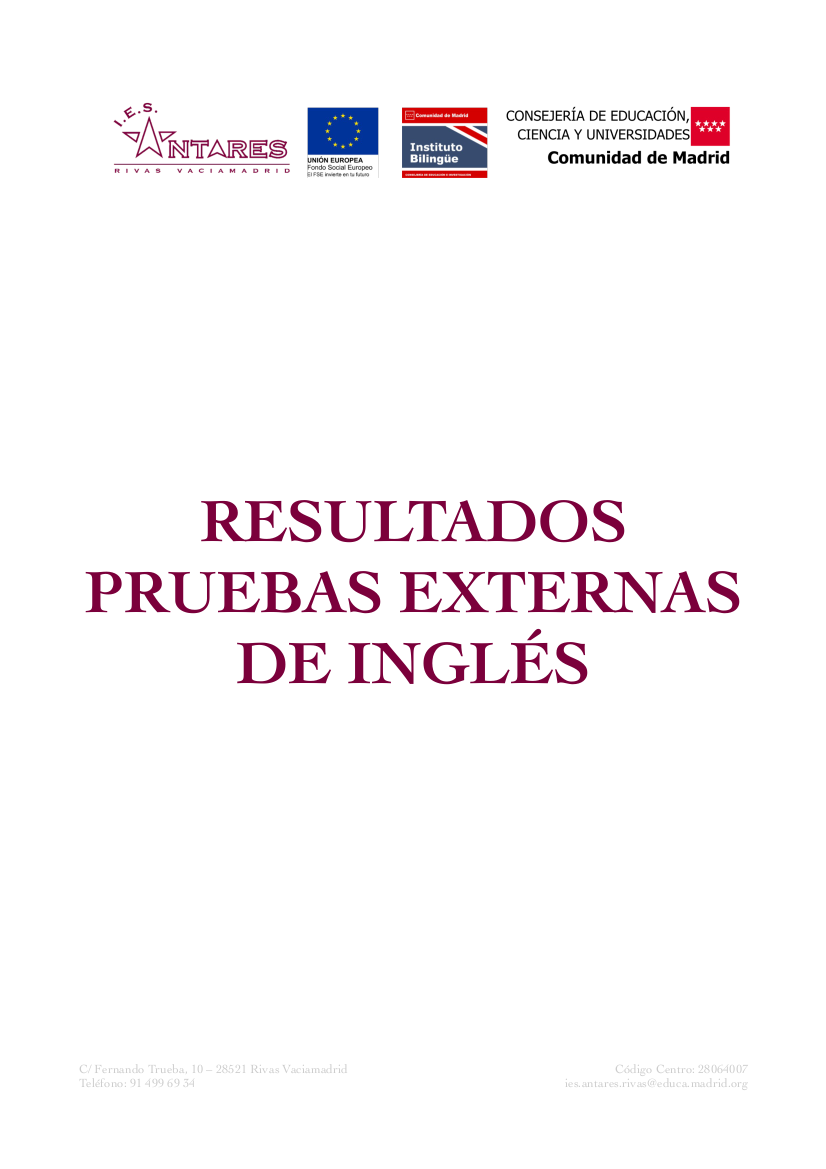 Portada de Análisis de la prueba externa de Inglés de 4.º ESO