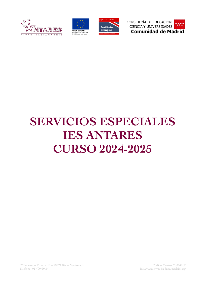 Servicios especiales de autobús del IES Antares