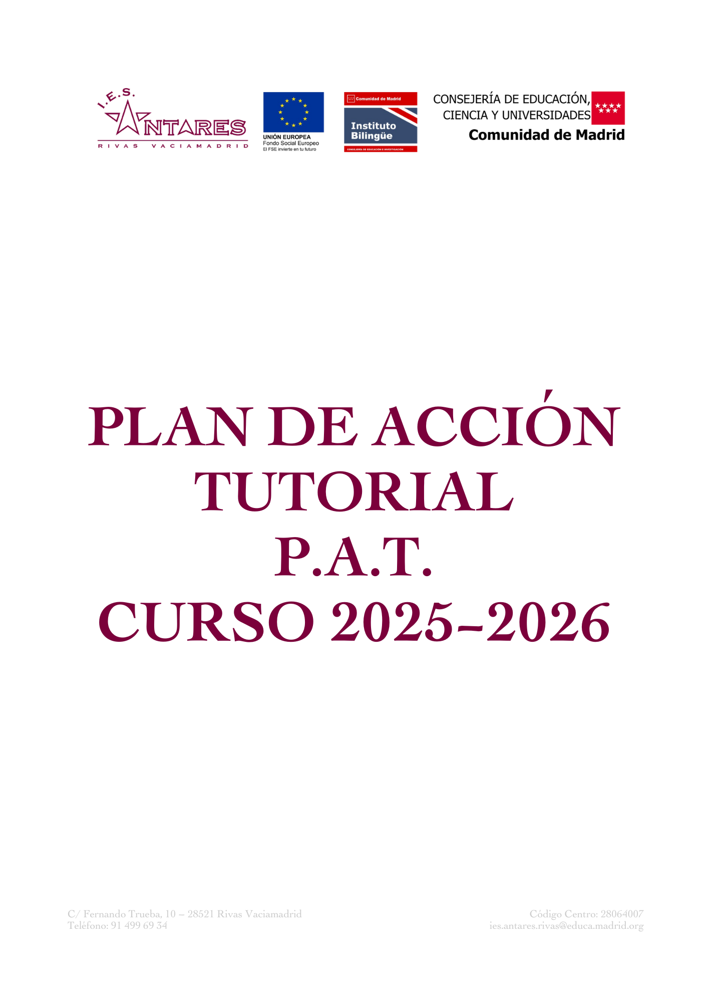 Portada de Plan de Acción Tutorial