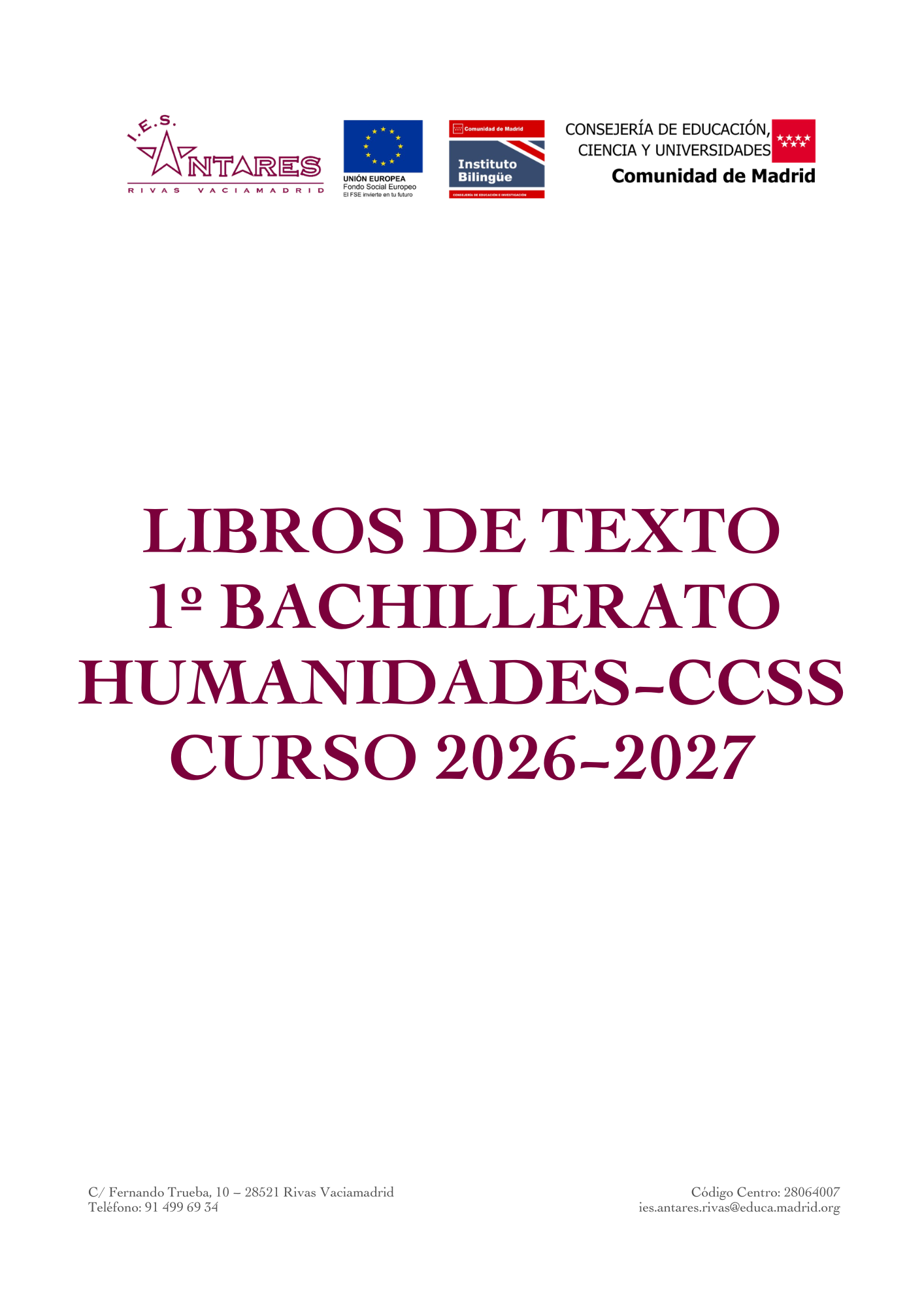 Portada de los libros de texto de 1.º de Bachillerato de Humanidades y Ciencias Sociales