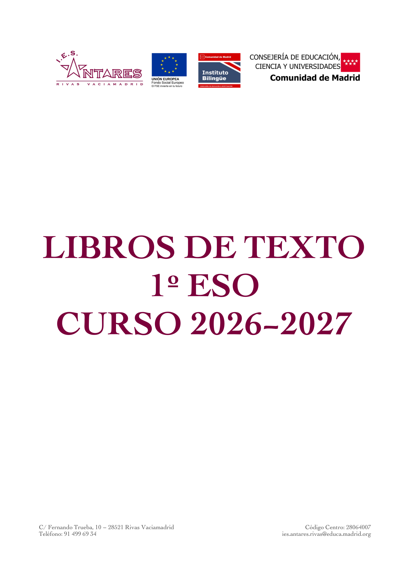 Portada de los libros de texto de 1.º ESO