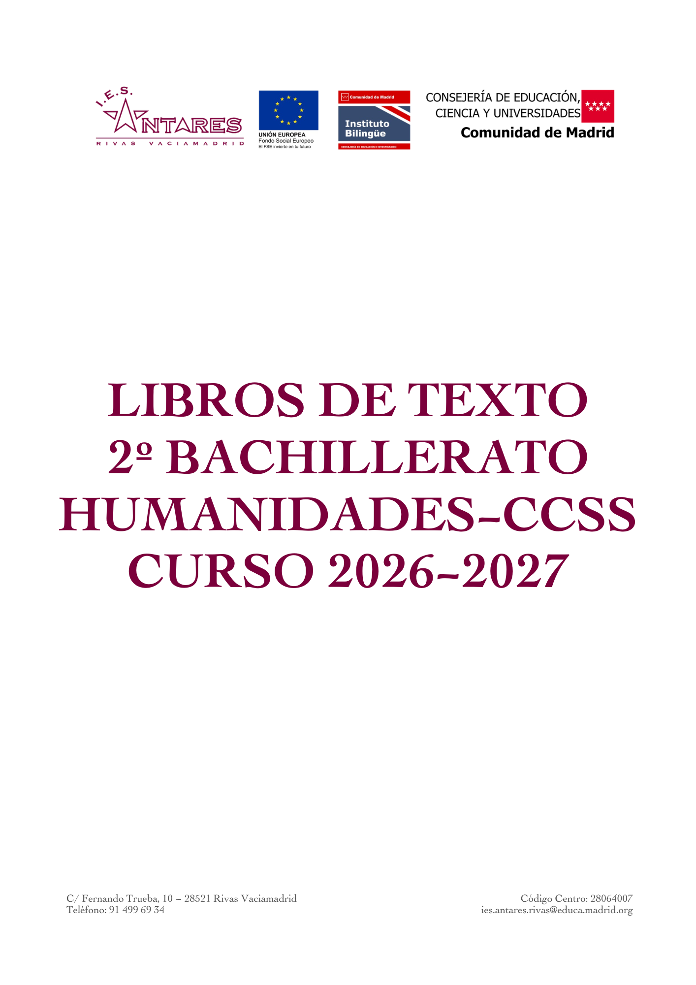 Portada de los libros de texto de 2.º de Bachillerato de Humanidades y Ciencias Sociales