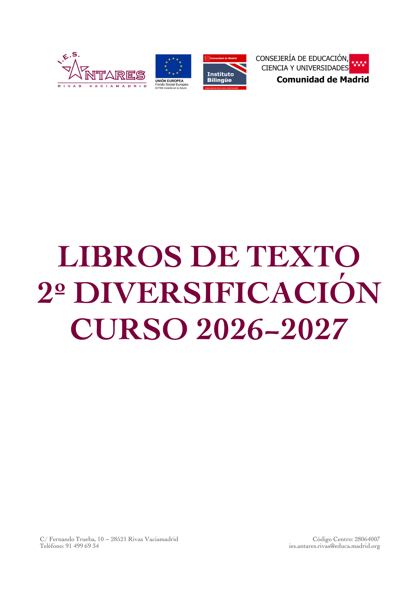 Portada de los libros de texto de 2.º de Diversificación