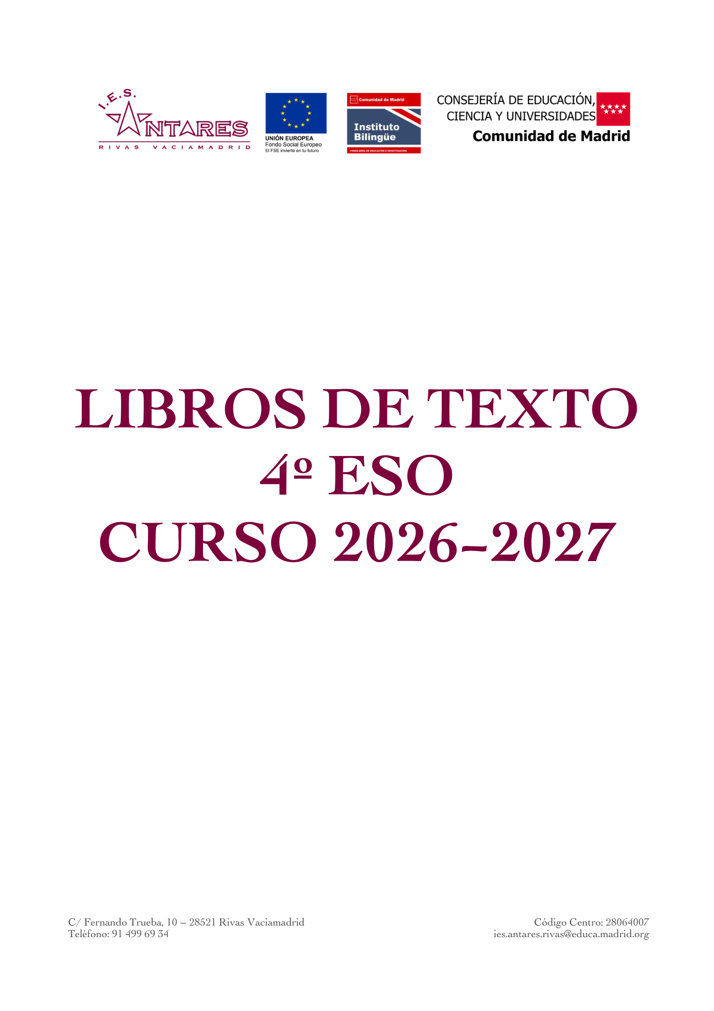 Portada de los libros de texto de 4.º ESO