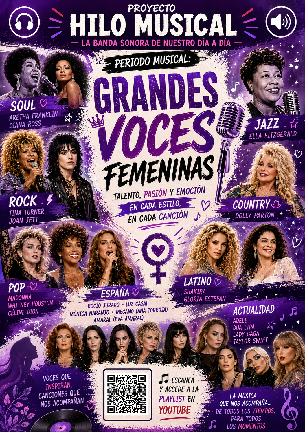 Cartel del Hilo Musical dedicado a las grandes voces femeninas