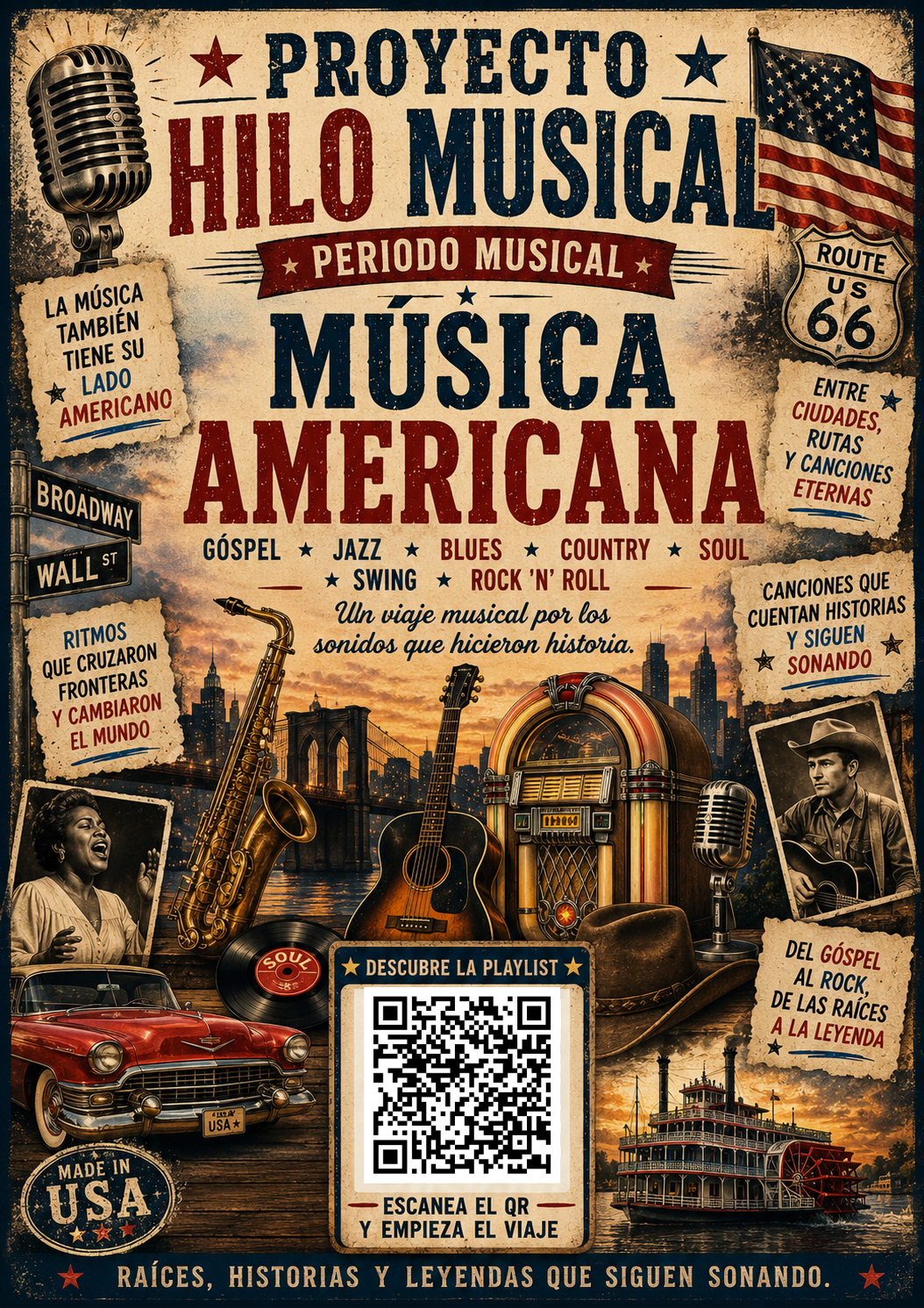Cartel del Hilo Musical dedicado a la música americana